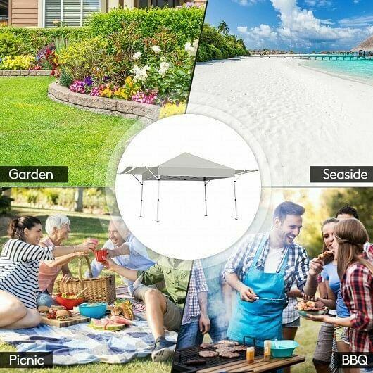 17 Feet x 10 Feet Foldable Pop Up Canopy with Adjustable Instant Sun Shelter-Gr
