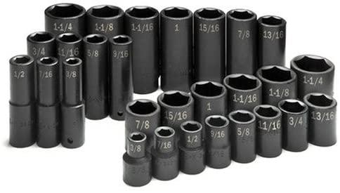 1/2 Inch Drive 6 Pt Std & Deep Impact Socket Set - 28 Pc