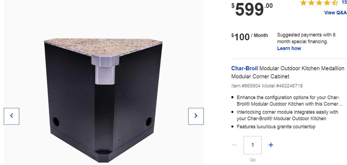 Char-Broil Medallion 38.3-in W x 21.6-in D x 35.7-in H Outdoor Kitchen Corner Ca