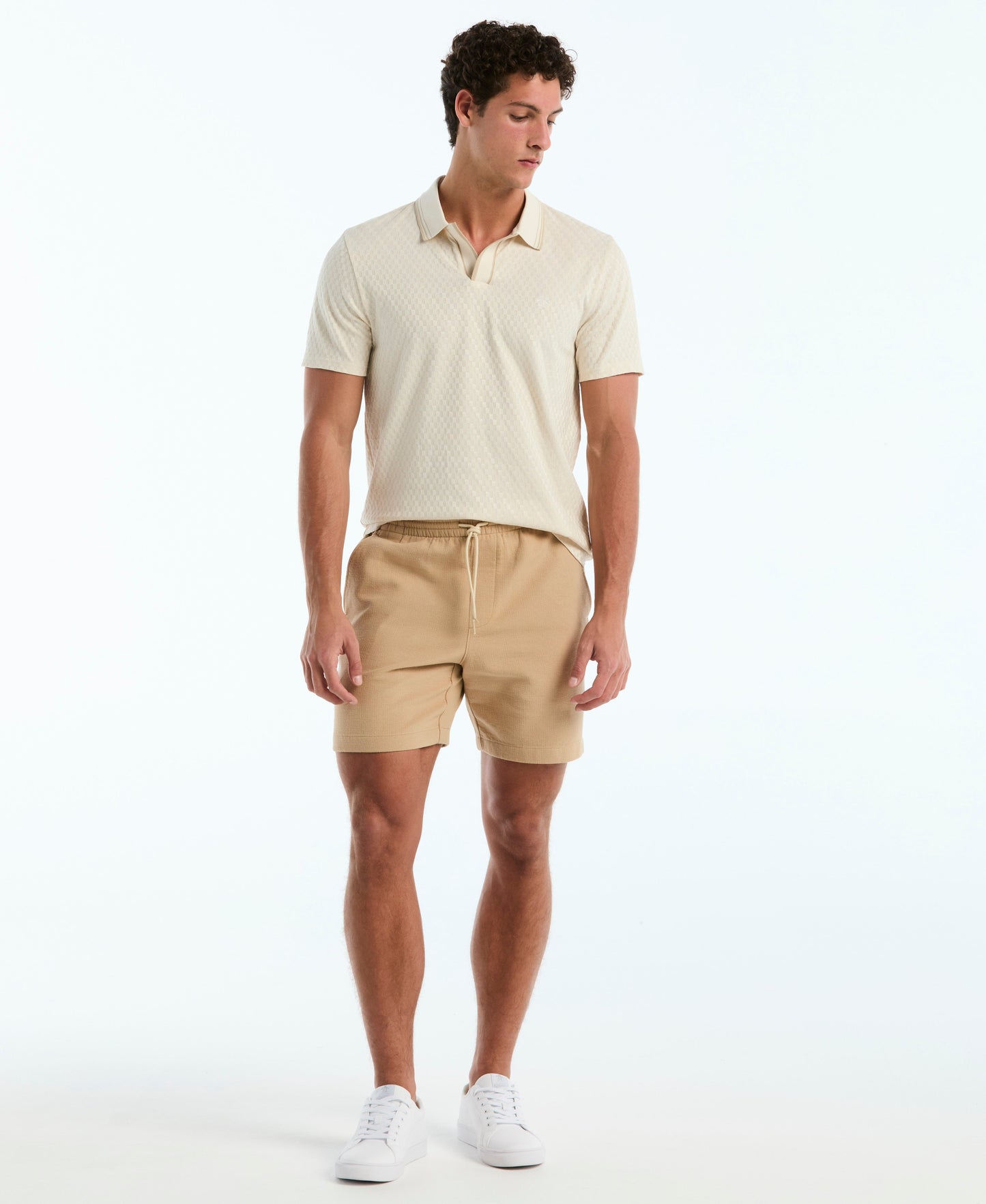 Jacquard Check Johnny Collar Polo