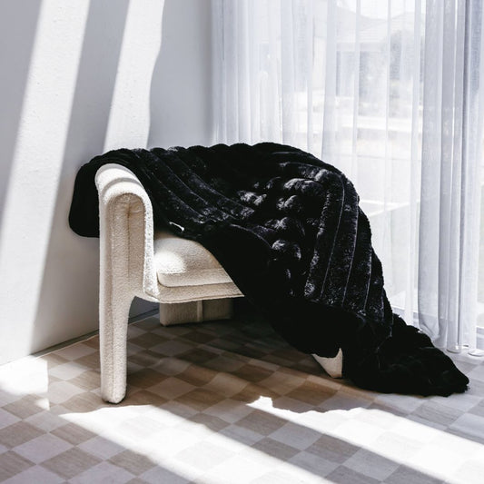 Ribbed Splash Blanket- Midnight Black