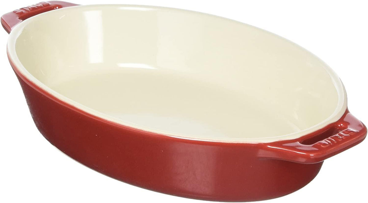 STAUB Ceramics Oval Baking Dish, 9-inch, Cherry