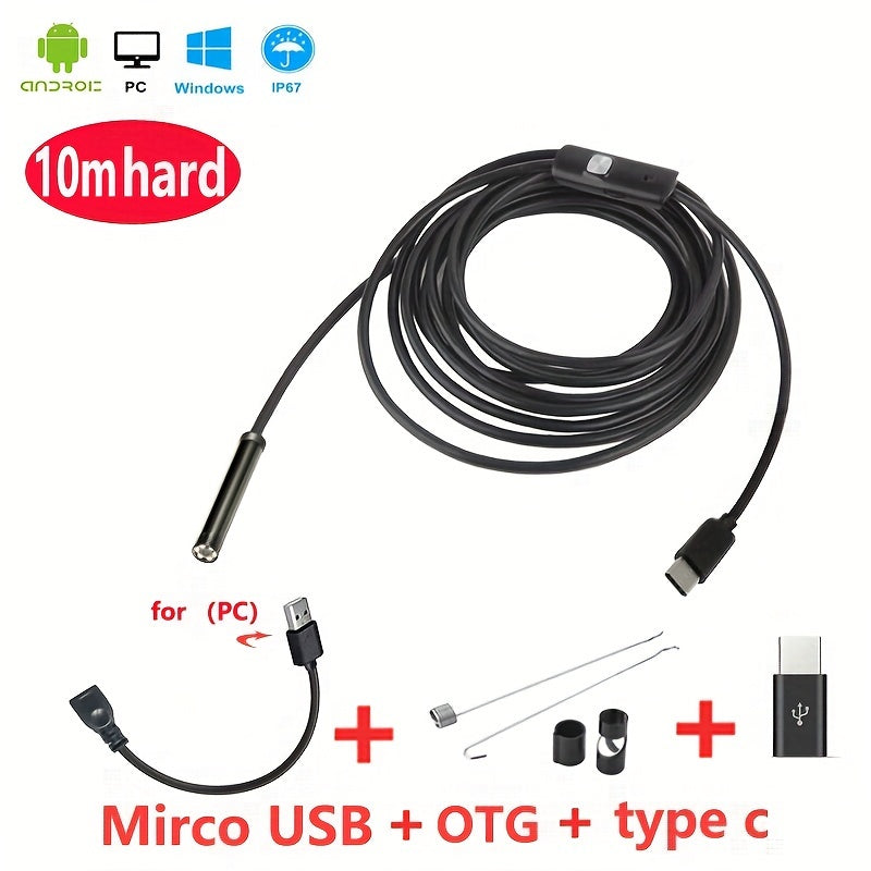 5mmHD Lens Industrial Endoscope: IP67 Waterproof Tool For Car Repair, Air Conditioner & Sewer Pipe Detection - Android Type-C Interface