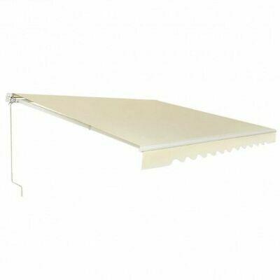 13 8 Feet Retractable Patio Awning Aluminum Deck Sunshade-Beige - Color: Beige