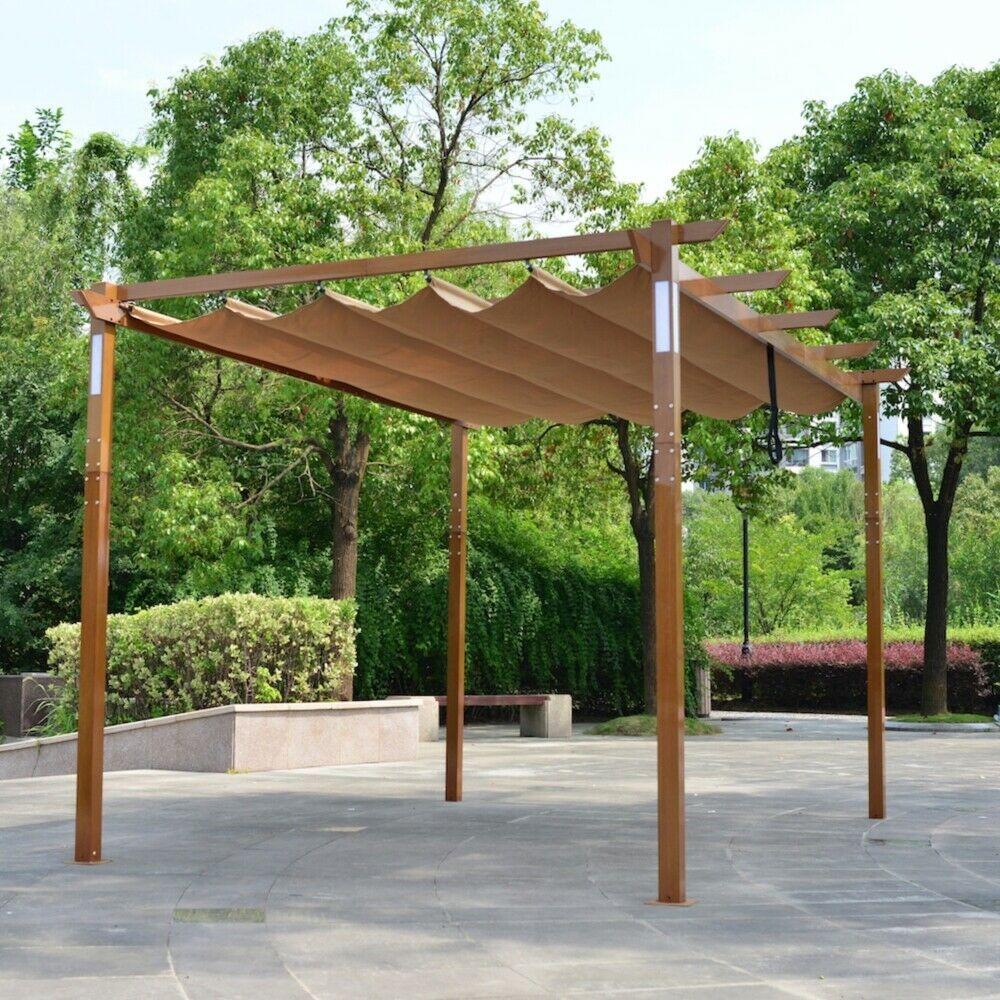 Aleko PERG10X13LSD-UNB 13 x 10 ft. Aluminum Outdoor Retractable Pergola with Sol