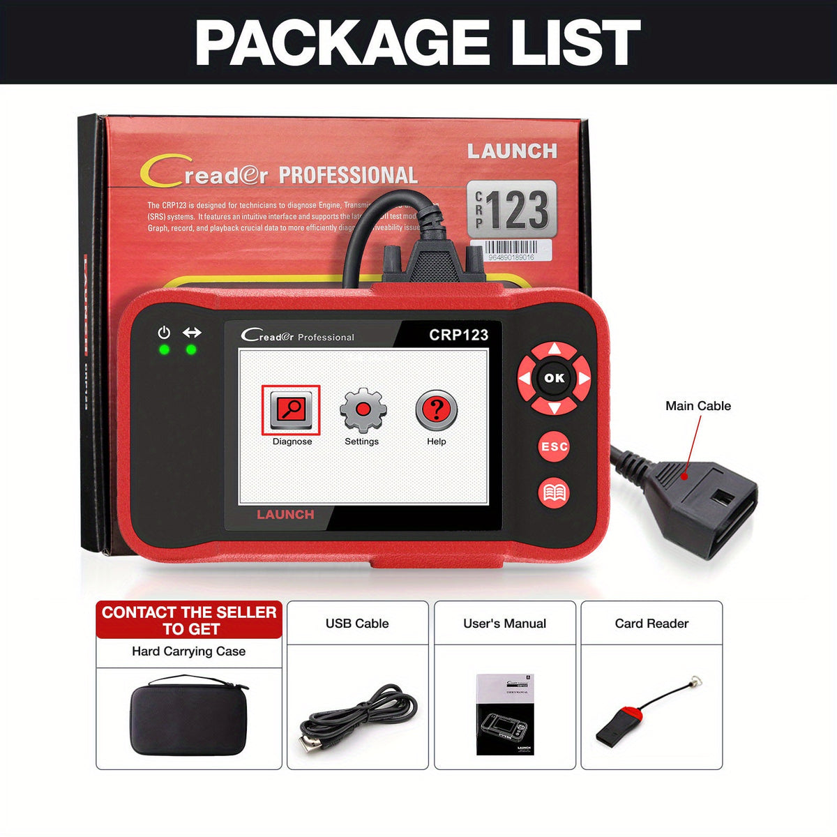 Professional Automotive Scanner: LAUNCH X431 CRP123 OBD2 - Engine, ABS, SRS & AT Code Reader - Lifetime Updates!
