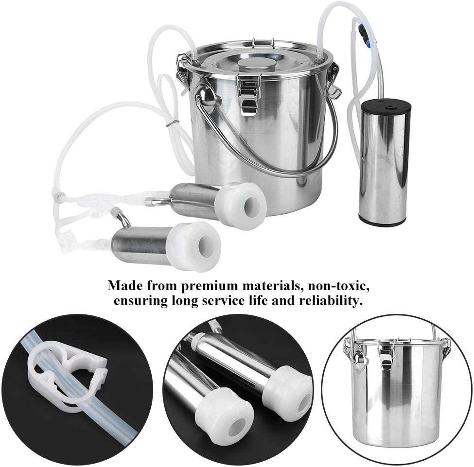 Portable Electric MilMachine 5L Goat Milker Machine Sheep Milker for Sheep/Goat/Cow with Vacuum-Pulse Pump Steel Easy to Clean(Cow)