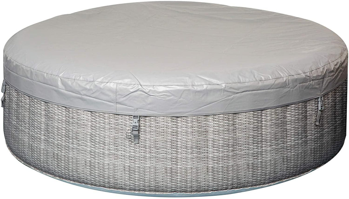 Outsunny 4-6 Person Inflatable Portable Hot Tub Outdoor Round Heated Spa with 130 Jets, Cover, Filter Cartridges, Grey