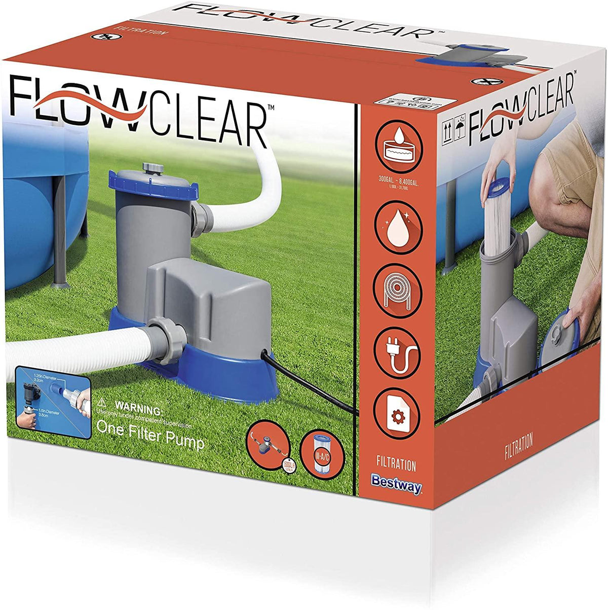 Bestway Flow Clear 1500 GPH Above Ground Swimming Pool Filter Pump