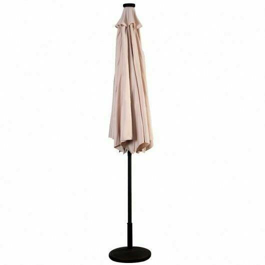 Durabl10' Patio Solar Umbrella LED Patio Market Steel Tilt W/ Crank Outdoorbeige