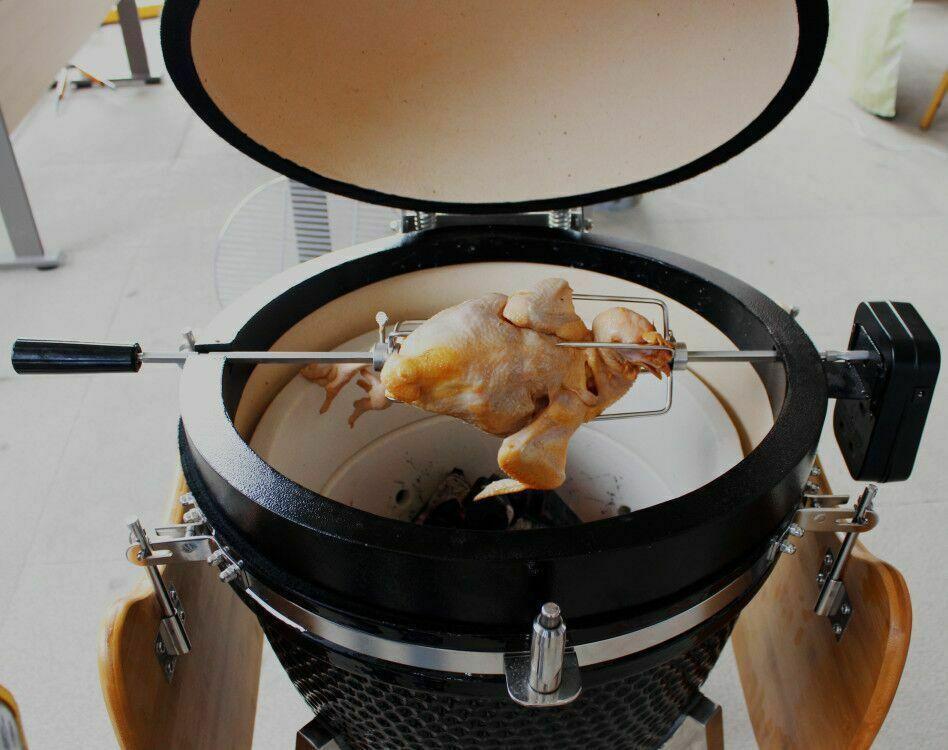 For 23.5" Kamado Rotisserie Kit Tool BBQ Grill Chicken Cooking 92*59.5*7CM
