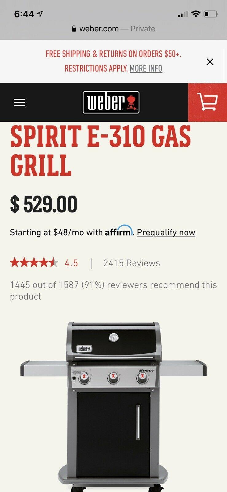 SPIRIT E-310 GAS GRILL