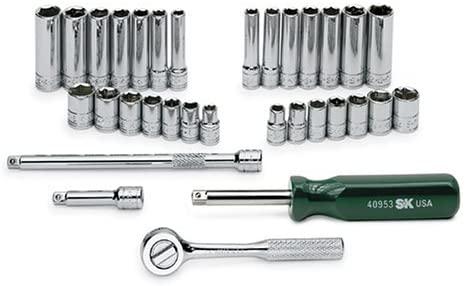 SK Professional Tools 94932 32 -Piece 1/4 in. Drive 6-Point STD/Deep Metric Socket Set - Chrome Socket Set with Super Chrome Finish | Set of 32 Sockets Made in USA