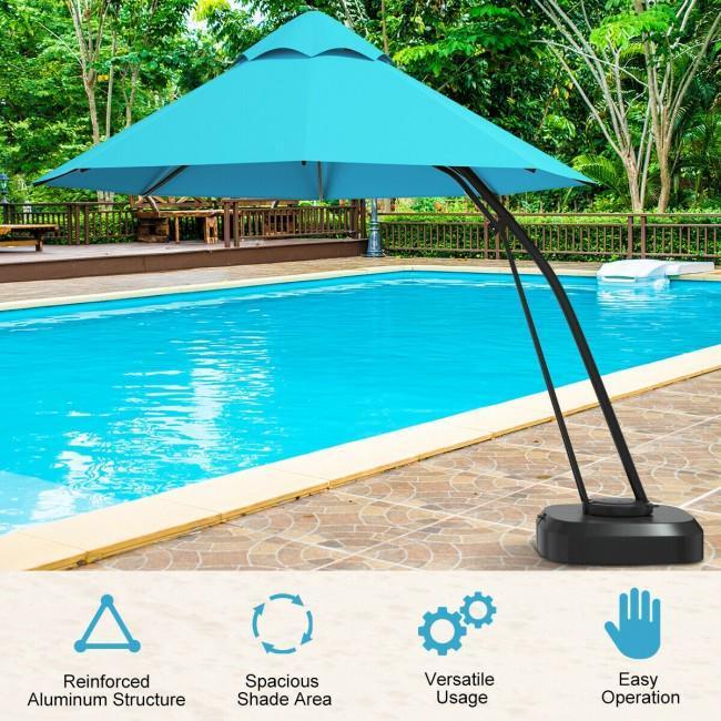 11 Feet Outdoor Cantilever Hanging Umbrella with Base and