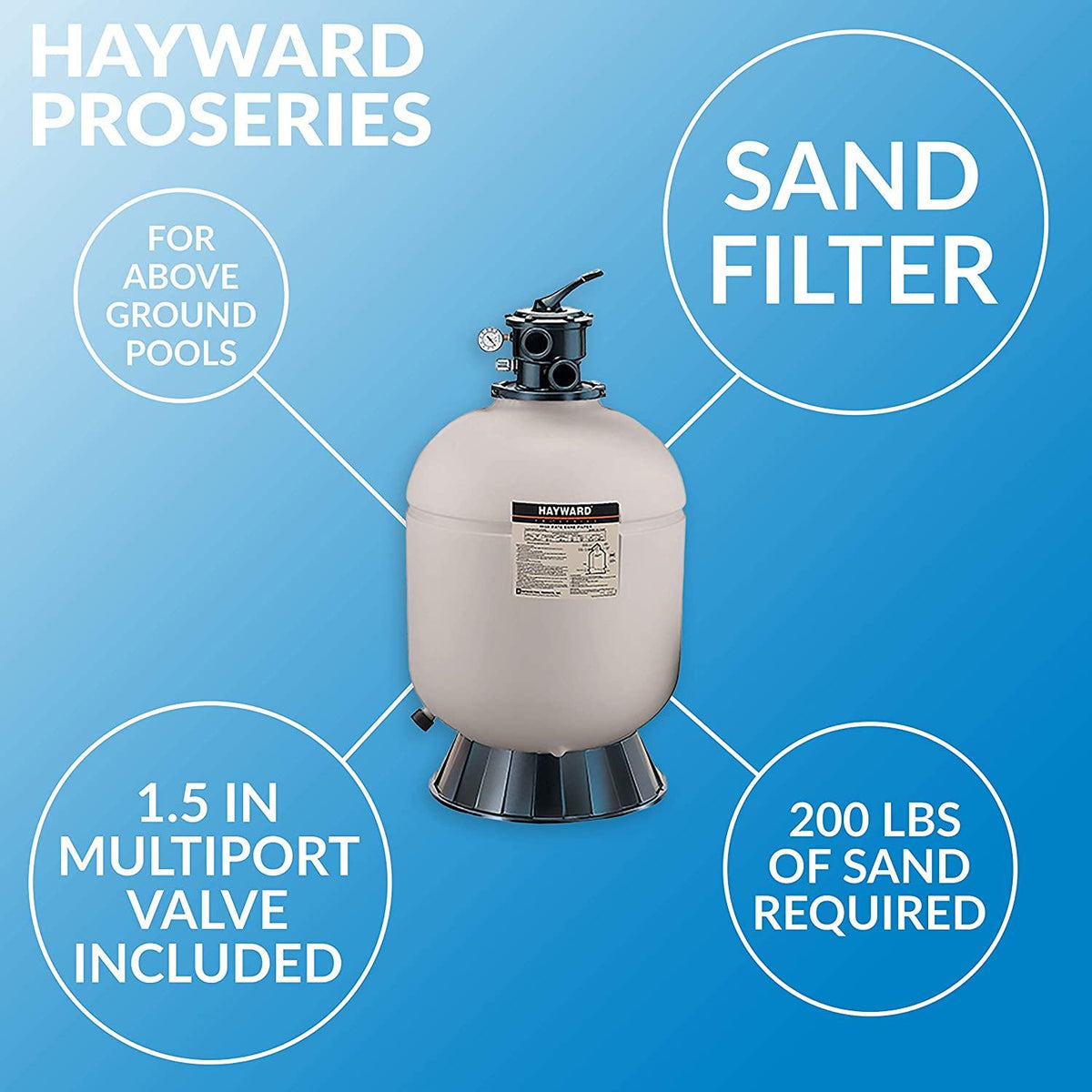Hayward W3S210T ProSeries Sand Filter, 20 In., Top-Mount for Above-Ground Pools
