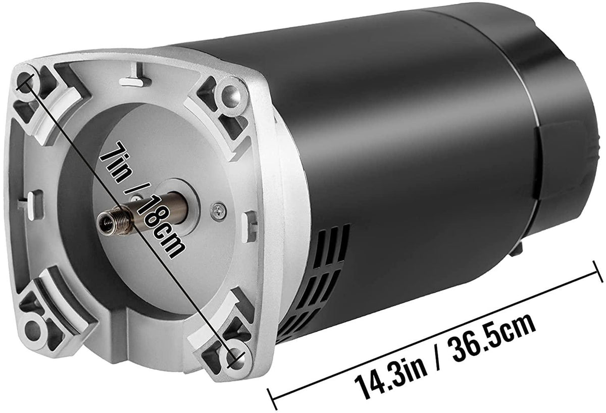 VEVOR 1.5 HP, 3495 RPM, 1 Speed, 230/115 Volts, 9.88/19.75 Amps, 1.47 Service Factor, 56Y Frame, PSC, ODP Enclosure, Square Flange Pool Motor, Swimming Pool Pump Motor, Replacement Pool Motor Kit
