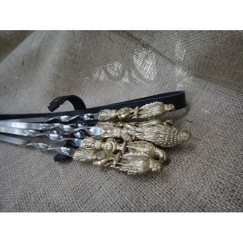 6Pcs Premium Heavy Duty Stainless Steel Barbecue BBQ Kebab Skewers 23-Inch Gift