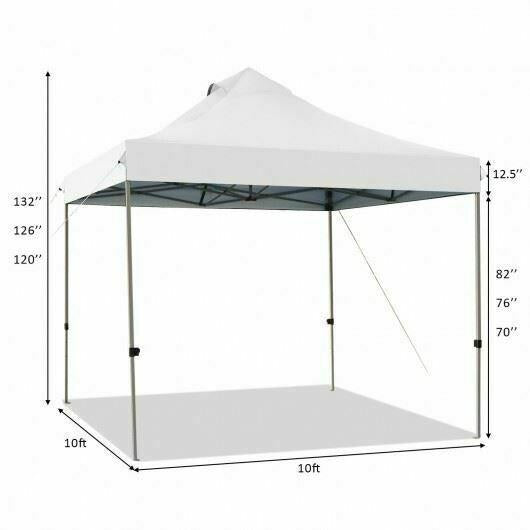 D10' x 10' Portable Pop Up Canopy Event Party Tent Adjustable w/Roller Bag-White