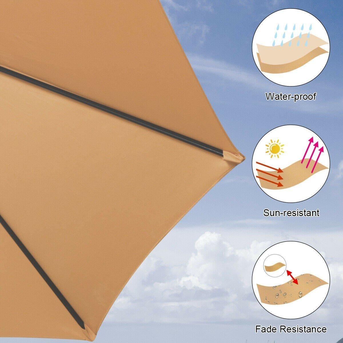 15 Ft Patio Umbrella Outdoor Umbrella with Crank and Base