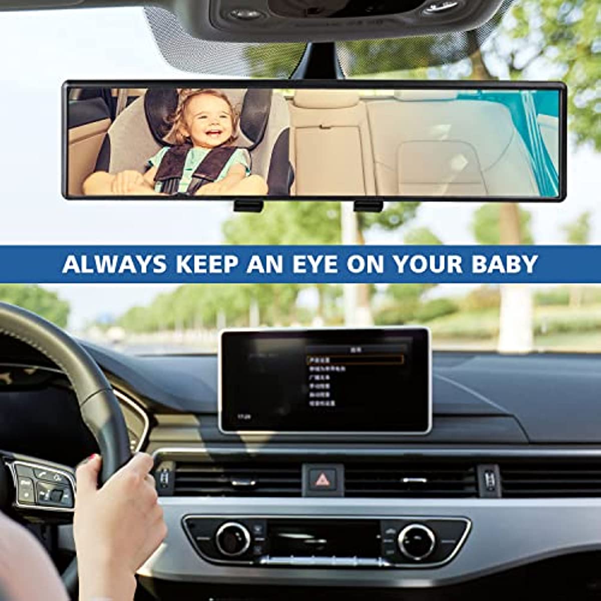 Car HD Rearview Mirrors 9.4 Inch,10.6 Inch,11.8 Inch Interior Clip-on Panoramic Rear View Mirror, Universal Use For Cars, SUVs, Trucks, Vehicles
