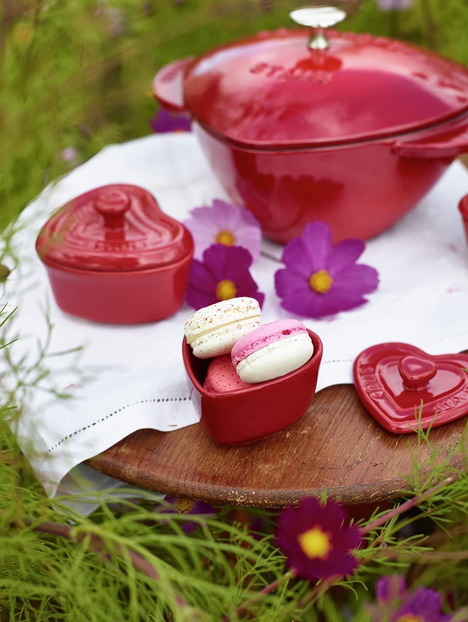 Staub Cast Iron 1.75-qt Heart Cocotte - Cherry, Made in France