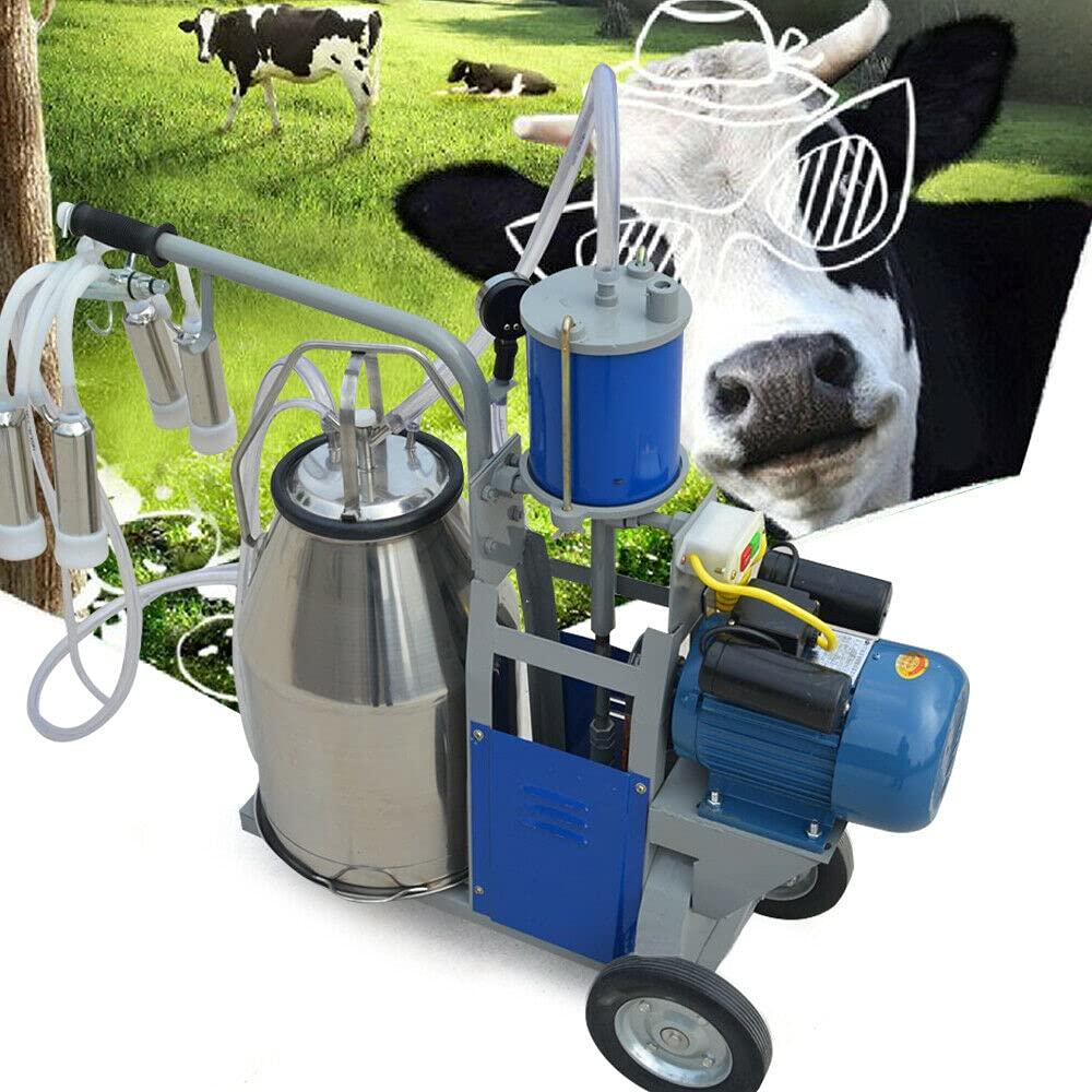 TBVECHI MilMachine, 25L Electric MilMachine Piston Vacuum Pump MilPump with Bucket, Steel Cow MilMachine MilEquipment Milker Machine