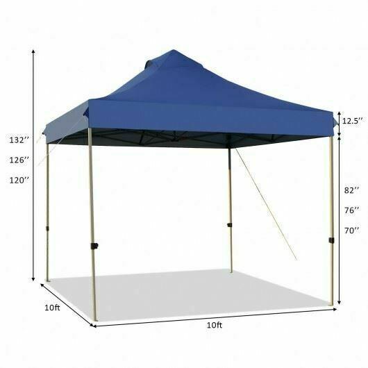 Du10' x 10' Portable Pop Up Canopy Event Party Tent Adjustable w/Roller Bag-Blue