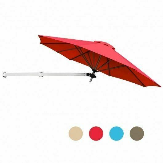 Dur8ft Wall-Mounted Telescopic Folding Tilt Aluminum Sun Shade Umbrella-Burgundy
