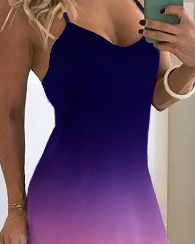 Gradient Color Tie Dye Print Maxi Dress