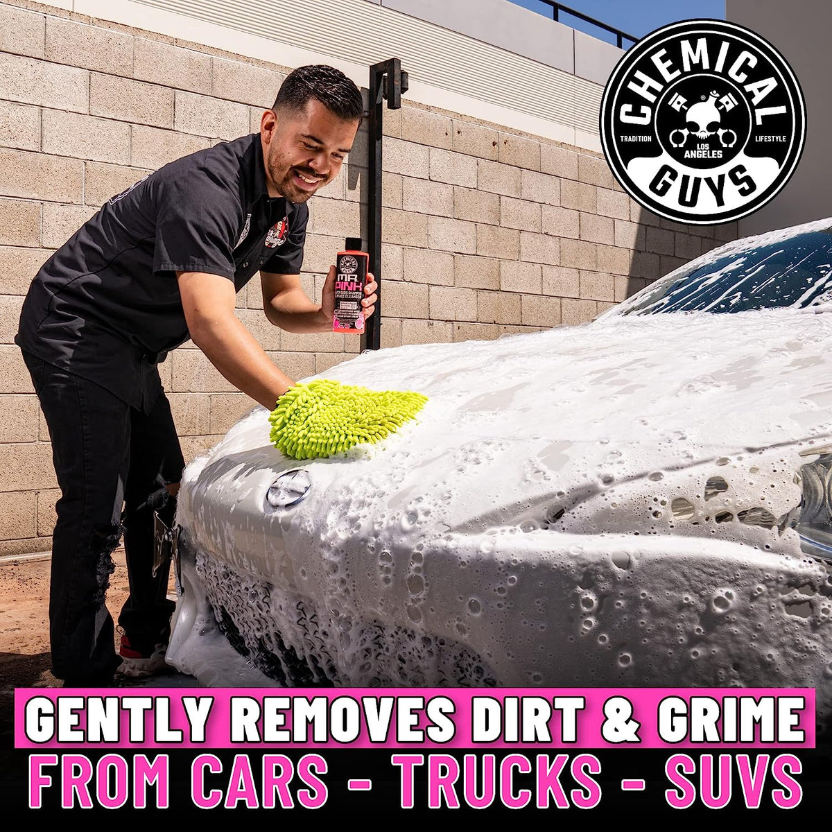 Chemical Guys CWS_402_64A Car Wash, Dry & Shine Bundle - Mr. Pink Foaming Car Wash Soap, 64 oz (Half Gallon) + After Wash Gloss Boosting Drying Aid (16 oz) (2 Items) Works on Cars, Trucks, SUVs