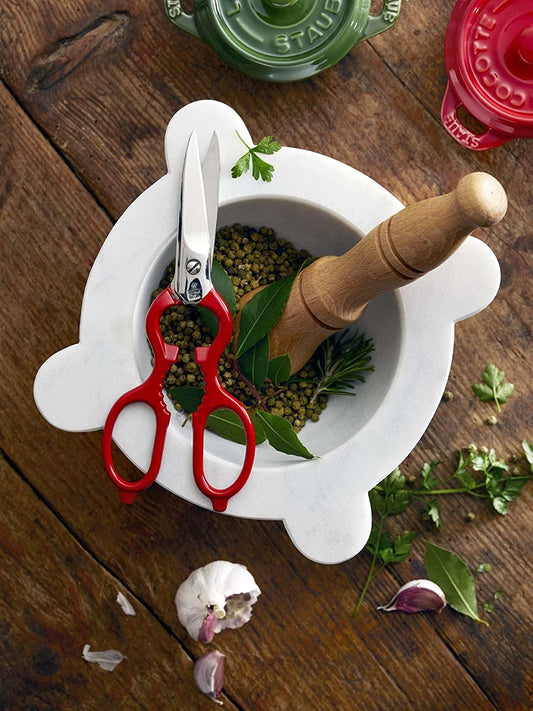 Zwilling Kitchen Shears, Multi-Purpose, Bottle Opener, Jar Lid Lifter, Dishwasher Safe, Heavy Duty, Forged Stainless Steel Blades, Red