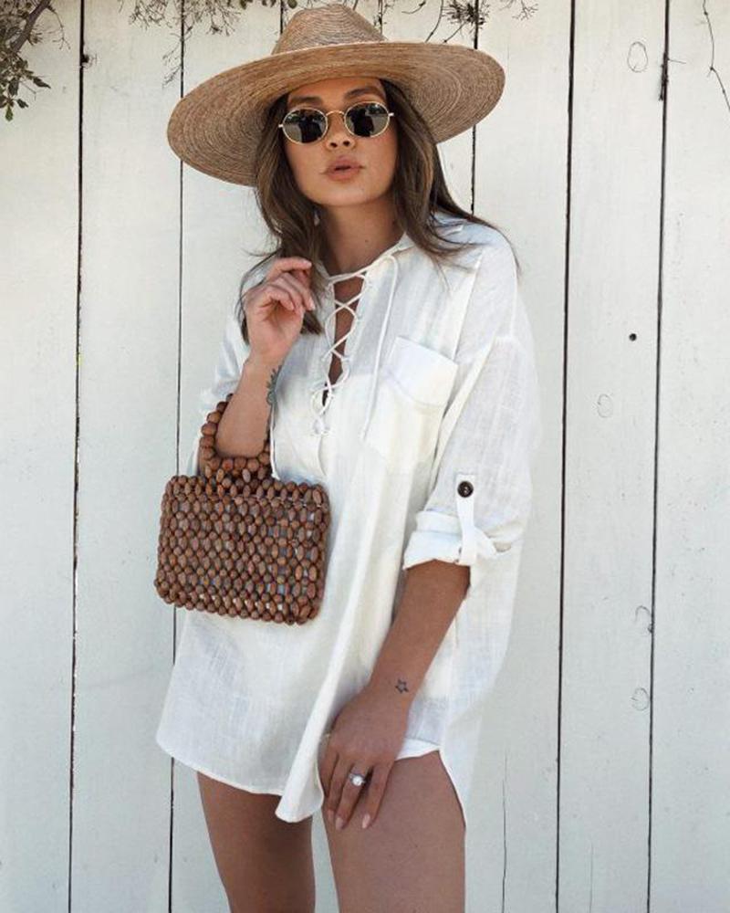 2021 summer new casual wind cotton shirt long shirt long shirt dress