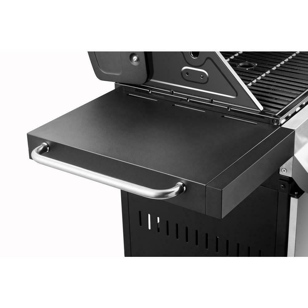 Natural Gas Grill 4-Burner 4-Wheel Enclosed Cabinet Warming Rack Stainless Steel