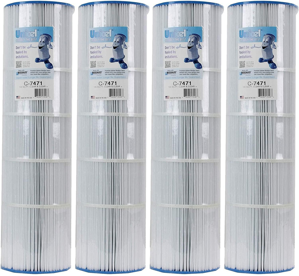 Unicel C7471 Clean & Clear Swimming Pool Replacement Filter Cartridge (4 Pack) - Replaces C-7471, PCC105, and FC-1977