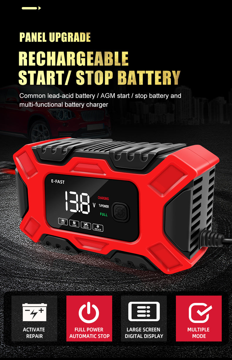 6A 12V Digital Car Battery Charger Full Automatic Car Battery Charger Power Puls Repair Chargers Lead Acid AGM Battery Charger