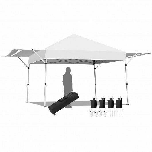 17 Feet x 10 Feet Foldable Pop Up Canopy with Adjustable Instant Sun Shelter-Wh