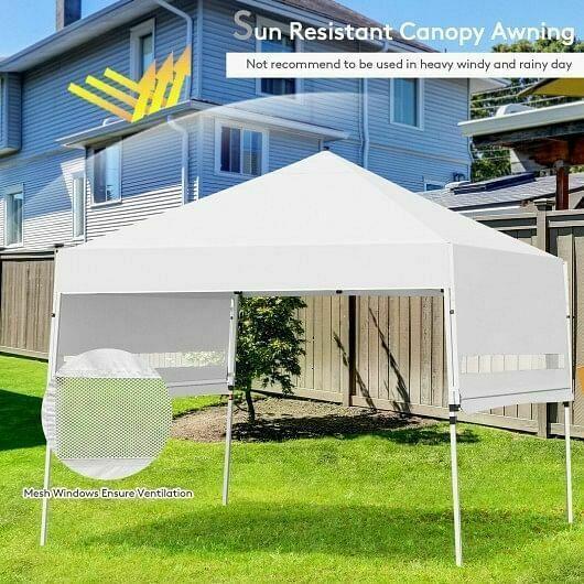 17 Feet x 10 Feet Foldable Pop Up Canopy with Adjustable Instant Sun Shelter-Wh