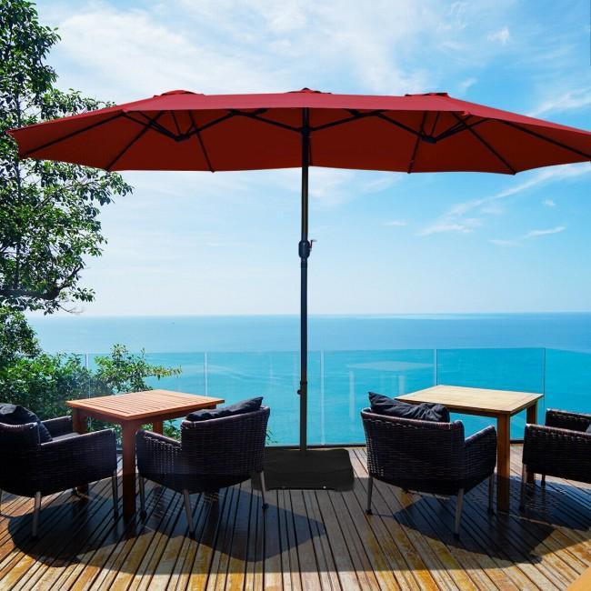 15 Foot Extra Large Patio Double Sided Umbrella with Crank