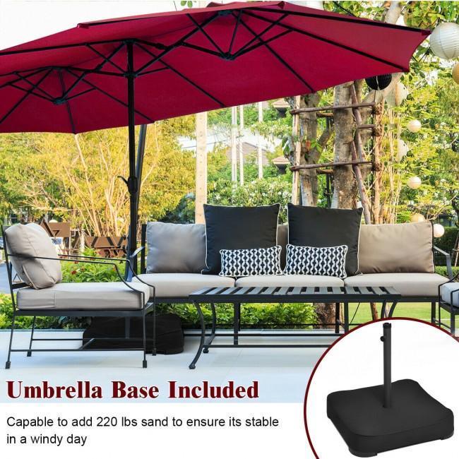 15 Foot Extra Large Patio Double Sided Umbrella with Crank