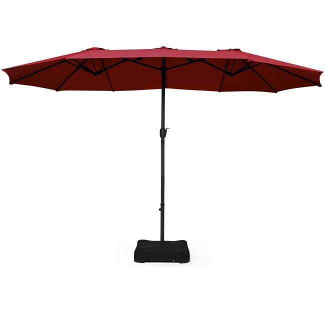 15 Foot Extra Large Patio Double Sided Umbrella with Crank