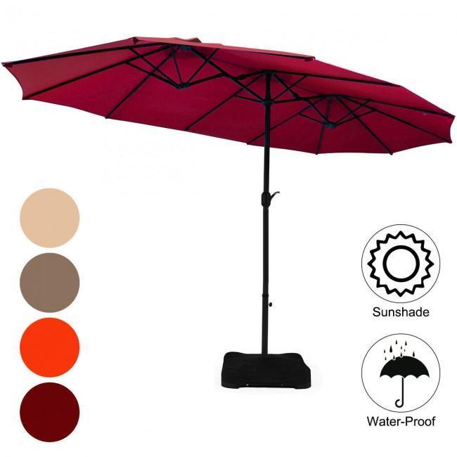 15 Foot Extra Large Patio Double Sided Umbrella with Crank