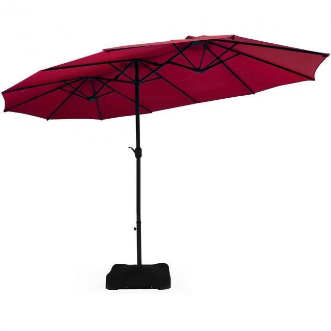 15 Foot Extra Large Patio Double Sided Umbrella with Crank