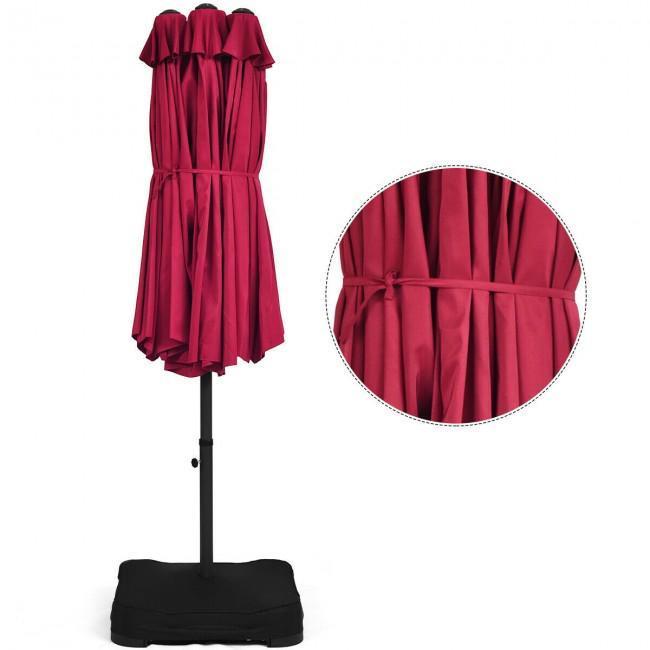 15 Foot Extra Large Patio Double Sided Umbrella with Crank