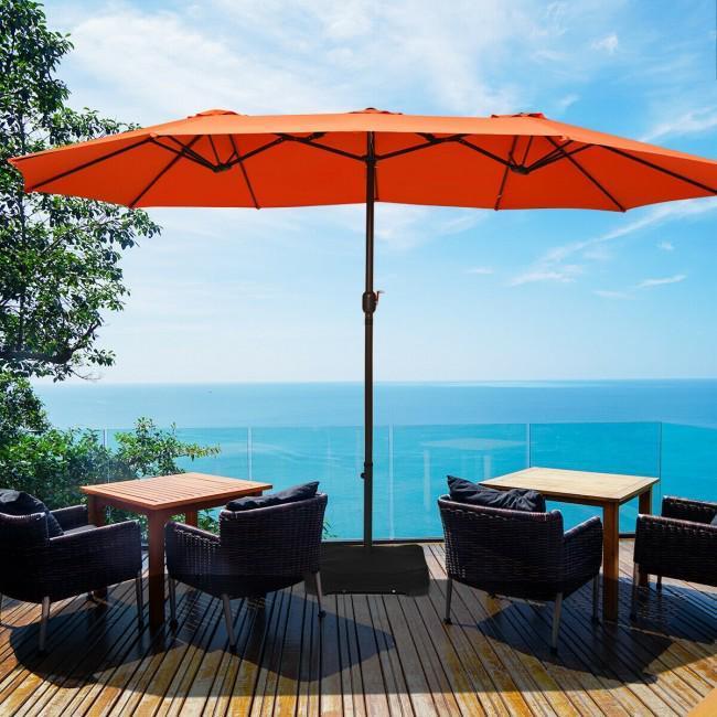 15 Foot Extra Large Patio Double Sided Umbrella with Crank