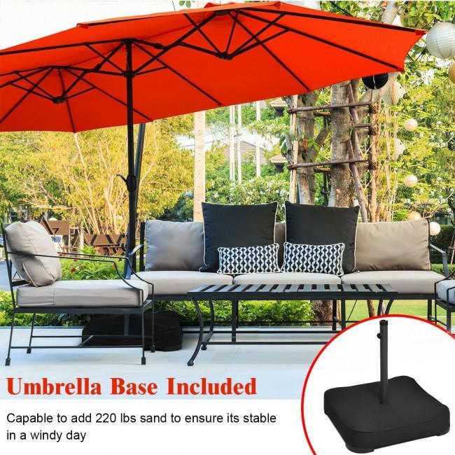 15 Foot Extra Large Patio Double Sided Umbrella with Crank