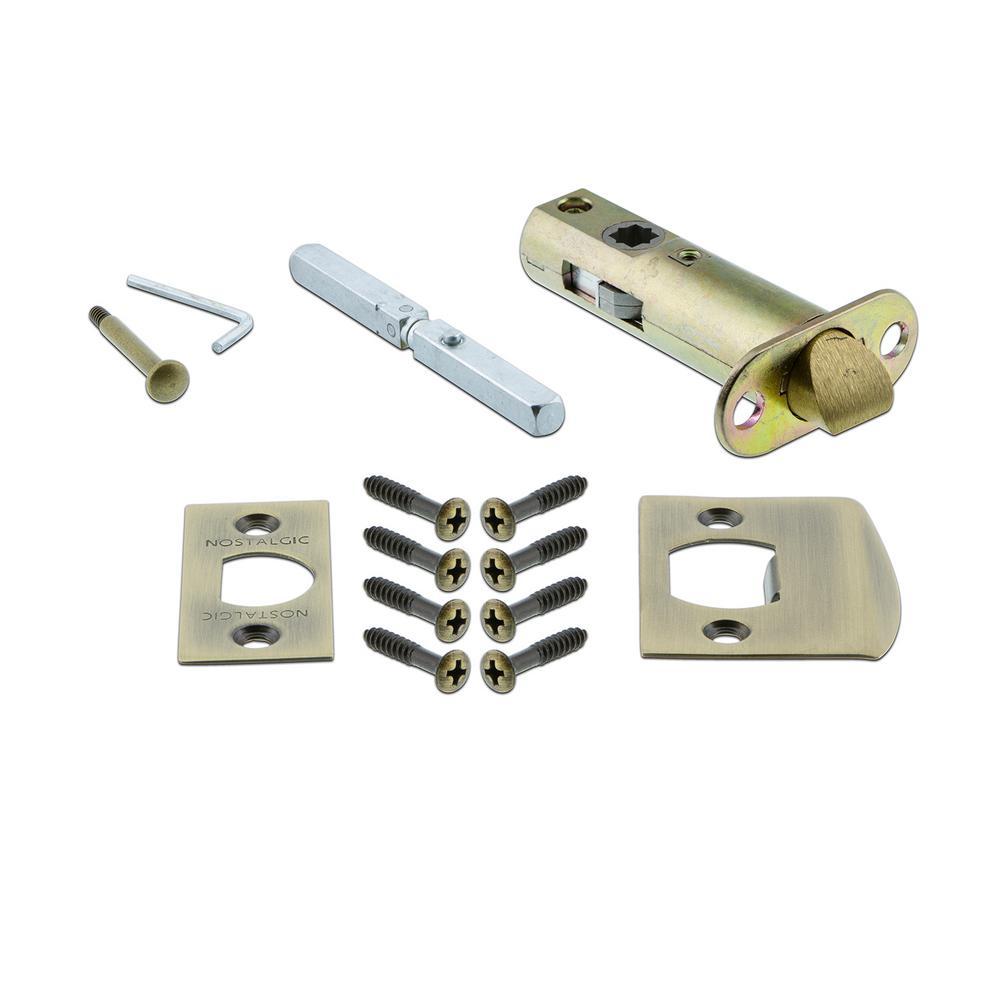 York Plate 2-3/4 in. Backset Antique Brass Privacy Bed/Bath White Porcelain Door Knob