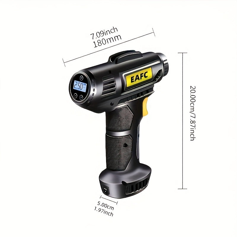 120W Portable Car Air Compressor: Inflate Your Tires With Ease - Wireless &amp; Wired Handheld Pump With LED Light