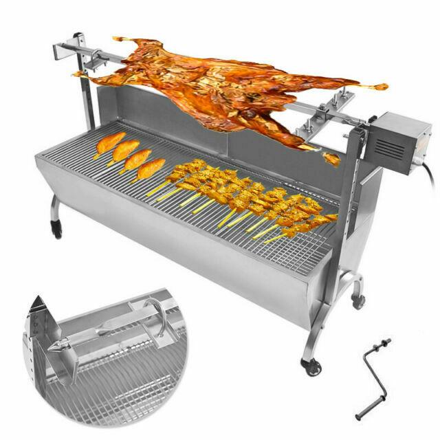 46" Large Stainless Steel BBQ Pig Lamb Goat Chicken Spit Roaster Rotisserie Spit