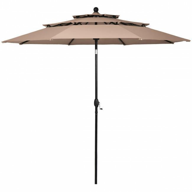 10ft 3 Tier Outdoor Patio Umbrella with Double Vented