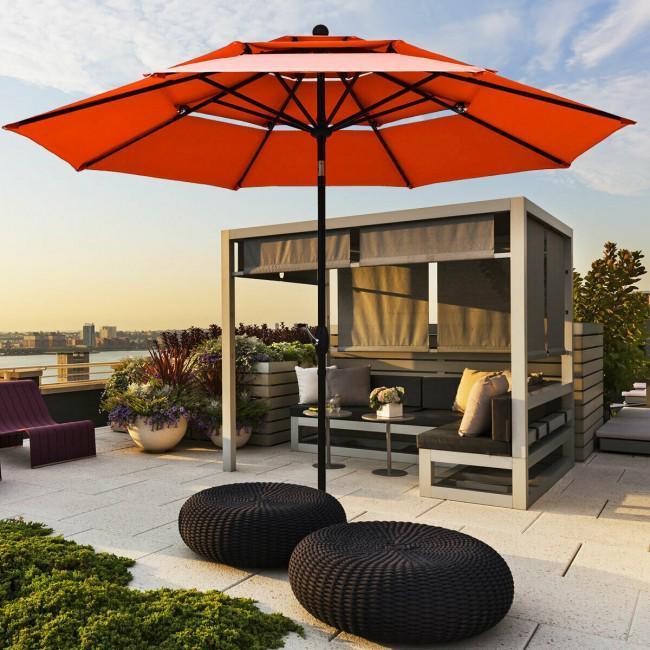 10ft 3 Tier Outdoor Patio Umbrella with Double Vented